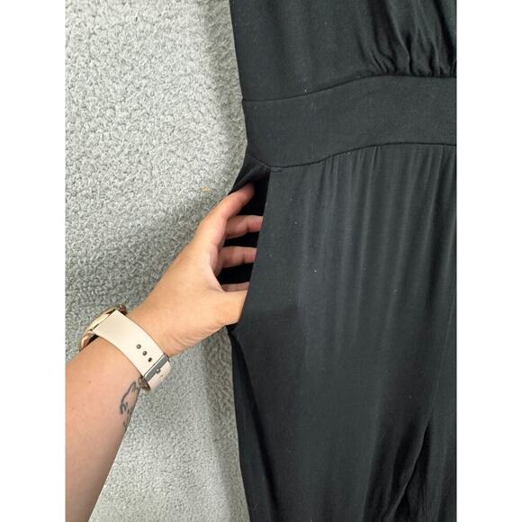 LOFT Jumpsuit Womens Small Black Sleeveless Pockets Stretch Beach Cover Up Boho - Picture 4 of 9